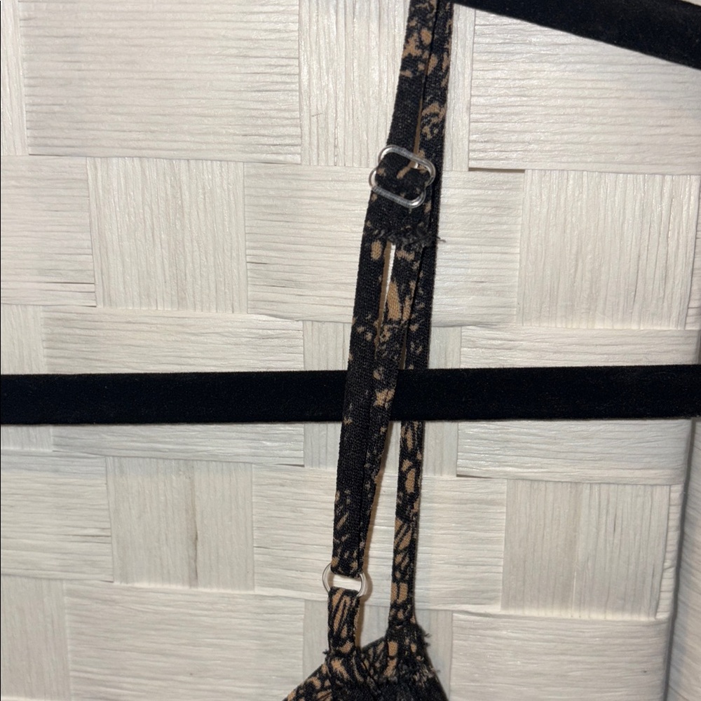 W Black and tan wide leg fitted jumpsuit with adjustable spaghetti straps- xs - Picture 8 of 11